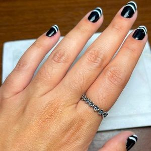 Pandora Stainless Steel Flower Band Ring Size 7